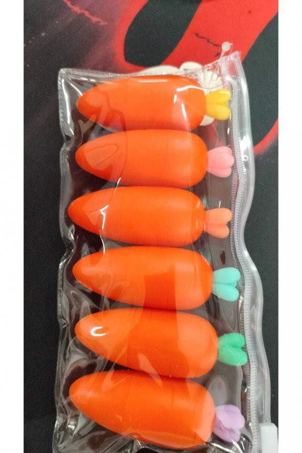 gaman Turuncu Mini Havuç Fosforlu Kalem Seti Kilit Poşetli 6lı Set İşaretleme-Kırtasiye Çocuk RE - 2