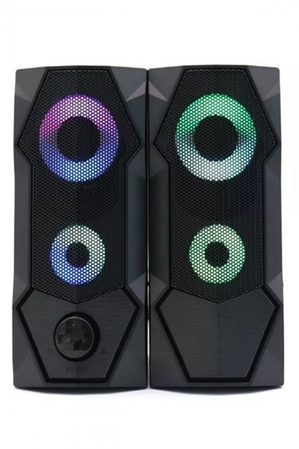 gaman sp-v915 Bilgisayar Hoparlörü Rgb Led Işıklı Gaming 3.5mm Jack Usb Speaker 1+1 Ses Sistemi 5w - 6