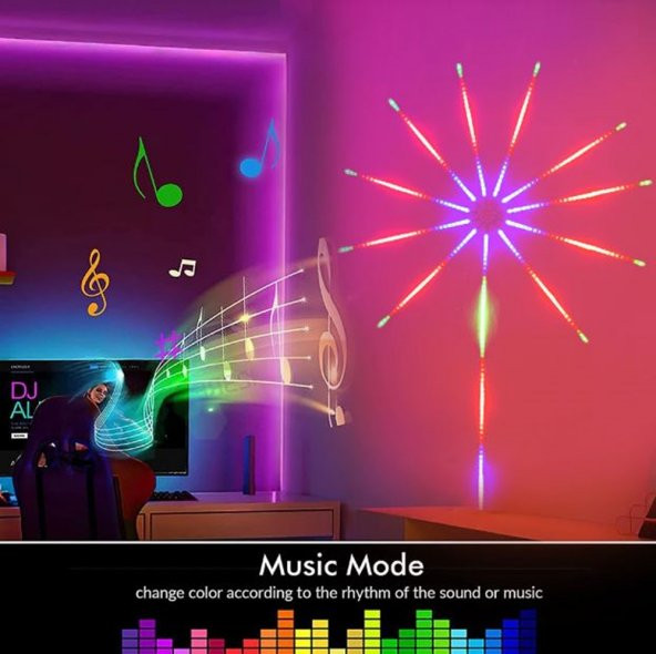 gaman Yeni Nesil Şık 115CM Çaplı RGB Yıldız Kayar Led Işık 5V USB Girişli Animasyonlu RGB Sese Duyarlı - 5