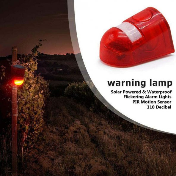 gaman Bağ Bahçe Arazi Şantiye İçin Güneş Enerjili Uyarı Işıklı 129 Desibel Domuz Kovucu Sesli Alarm - 7
