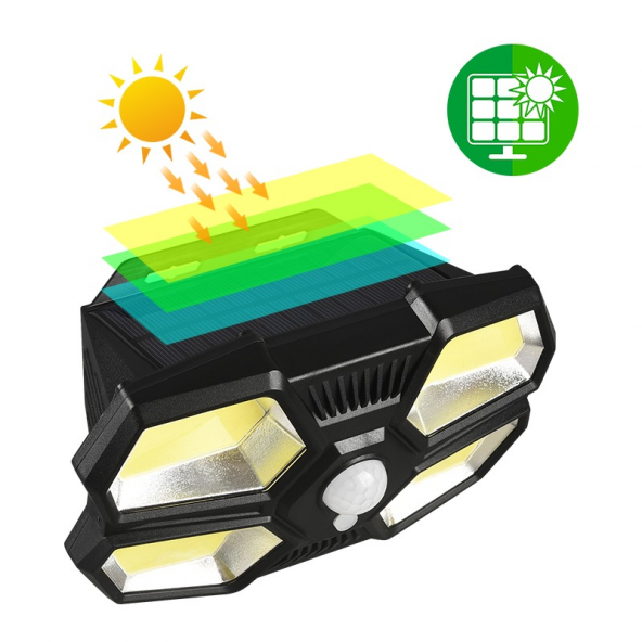 gaman 108 COB 3 Mod Güneş Enerjili Su Geçirmez Hareket Sensörlü Solar Lamba - 2