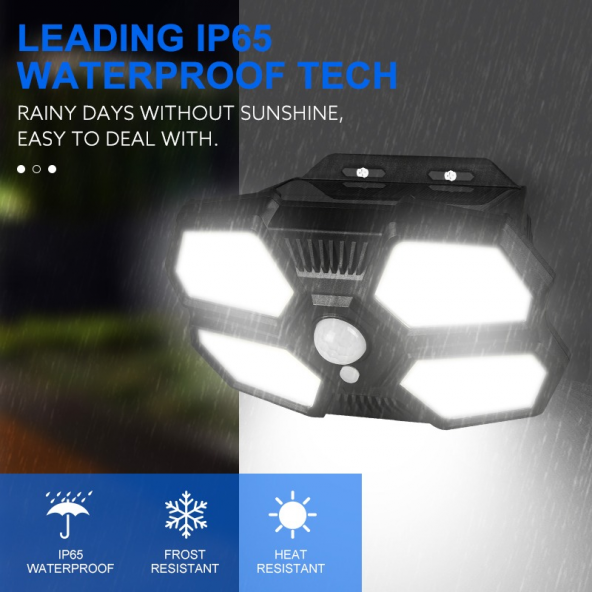gaman 108 COB 3 Mod Güneş Enerjili Su Geçirmez Hareket Sensörlü Solar Lamba - 4