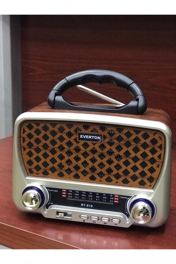 gaman Şarjlı Klasik Ahşap Görünümlü Fenerli Nostaljik Radyo Hoparlör Saat Rt-818-819 - 3