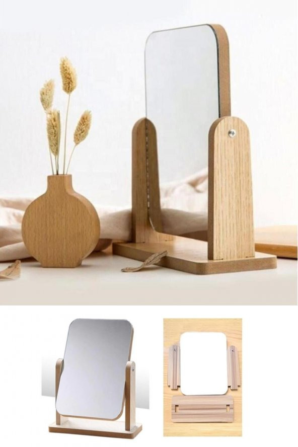 gaman Ahşap Ayarlanabilir Masa Üstü Makyaj Aynası 22 Cm - 2