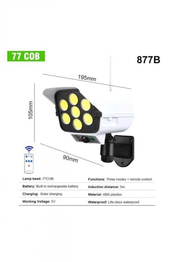gaman Jd-2178t Solar Bahçe Lambası Sahte Güvenlik Kamerası Görünümlü Güneş Enerjili Dış Mekan Aydınlatma - 4