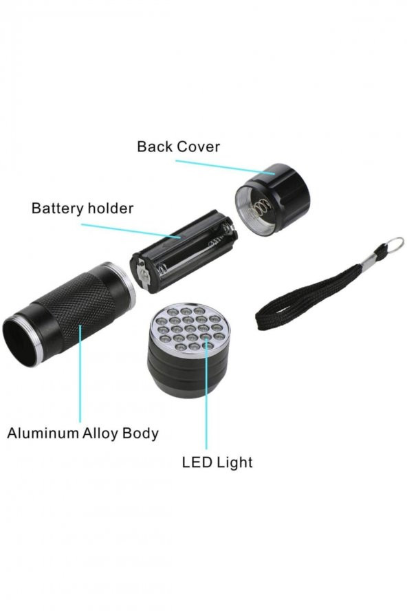 gaman Taşınabilir Ultraviyole Para Kimlik Kehribar Hayvan Kontrol Feneri 21 Led Mor Işık - 3