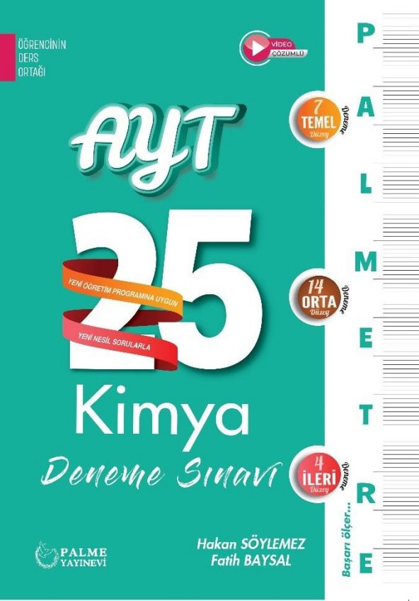AYT Kimya 25 Palmetre Deneme Palme Yayınları
