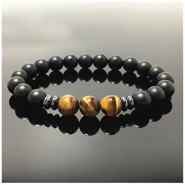 Kaplangözü & Hematit & Oniks Erkek Doğal Taş Bileklik - 2