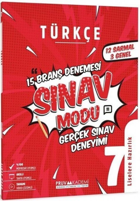 Pruva Akademi 7. Sınıf Türkçe Sınav Modu 15 Deneme