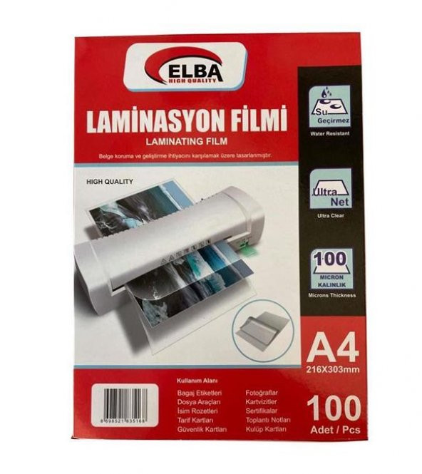 Elba Laminasyon Filmi A4 100 Mıc (100 Lü) 216x303