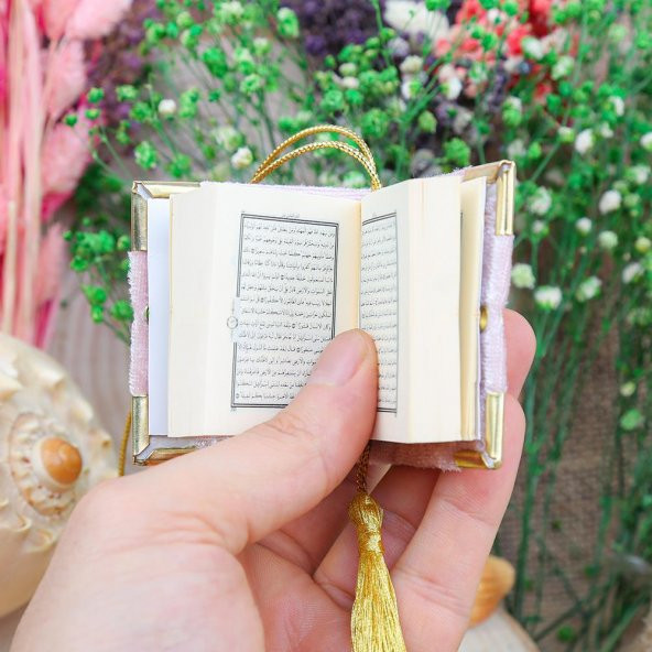 Hediyelik Mini Kuran & Lüks Taşlı Zikirmatik - Pembe - 5