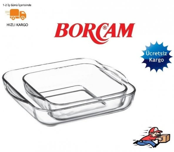 Paşabahçe 159028 2 li kare borcam seti - borcam fırın tepsisi - 2