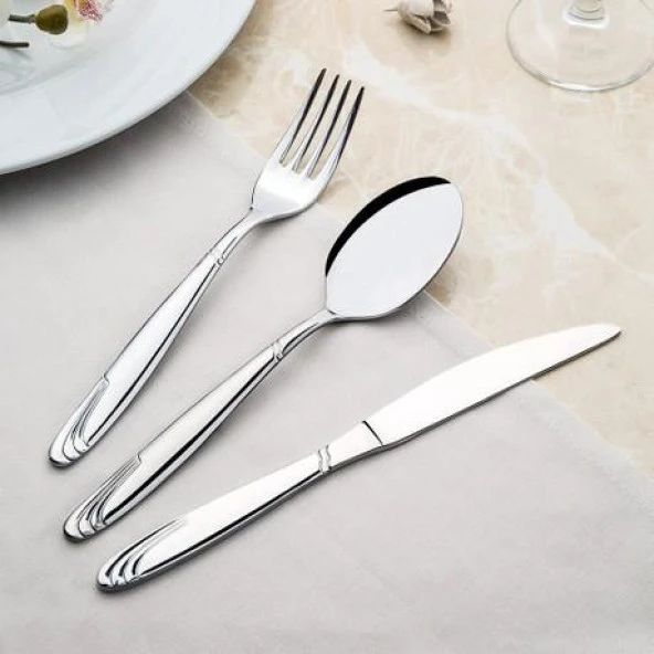 Nehir lizbon 84 prç.kaşık  çatal bıçak takımı seti kutulu ürün görseli 1