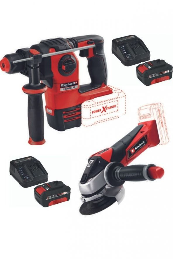 Einhell Herocco 18v Kırıcı Delici Te-ag 18/115 Avuç Taşlama 2x4.0ah Akülü Set