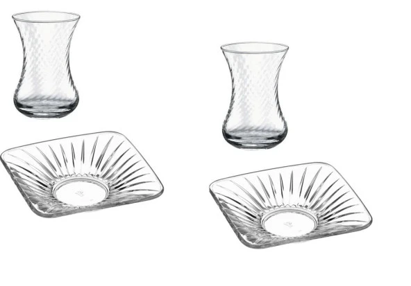 Paşabahçe ince belli gravürlü çay seti takımı 12 prç.