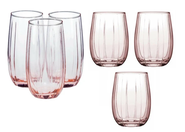 Paşabahçe 12 li linka su bardak - su meşrubat bardağı 2 boy pembe ürün görseli 1