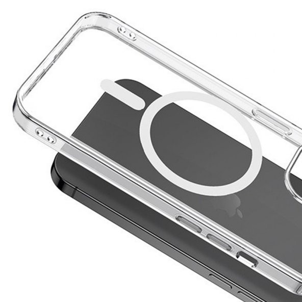 iPhone 13 Pro Kılıf Magsafe Özellikli Şeffaf Silikon Kapak - 4
