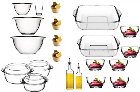 Paşabahçe arda türkmen hazırlık kasesi - borcam ve kase seti 24 parça