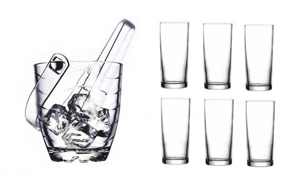 Paşabahçe rakı bardak ve 8 prç. rakı bardağı ve buz kovası seti ürün görseli 1