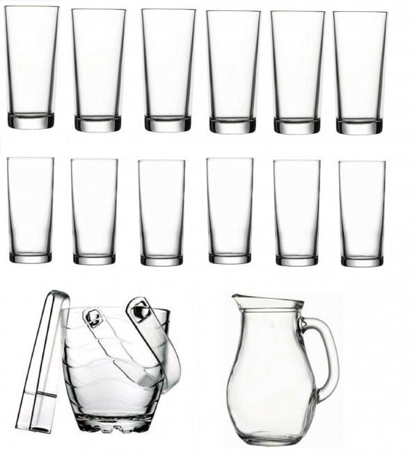 Paşabahçe rakı bardak ve 15 prç. rakı bardağı ve buz kovası seti