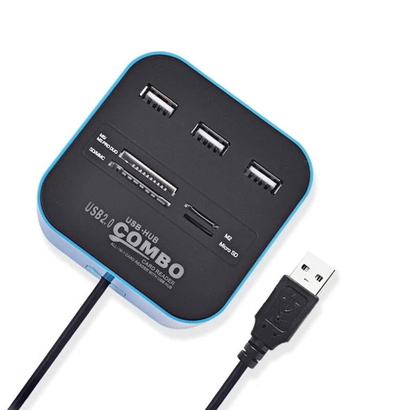 Concord C-847 3 Port USB 2.0 Hub - USB Çoklayıcı + USB Kart Okuyucu