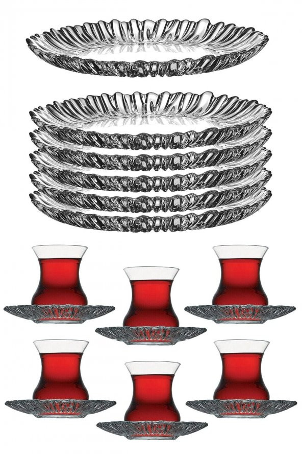Paşabahçe aurora çay bardağı pasta tabağı seti takımı 18 parça - 2