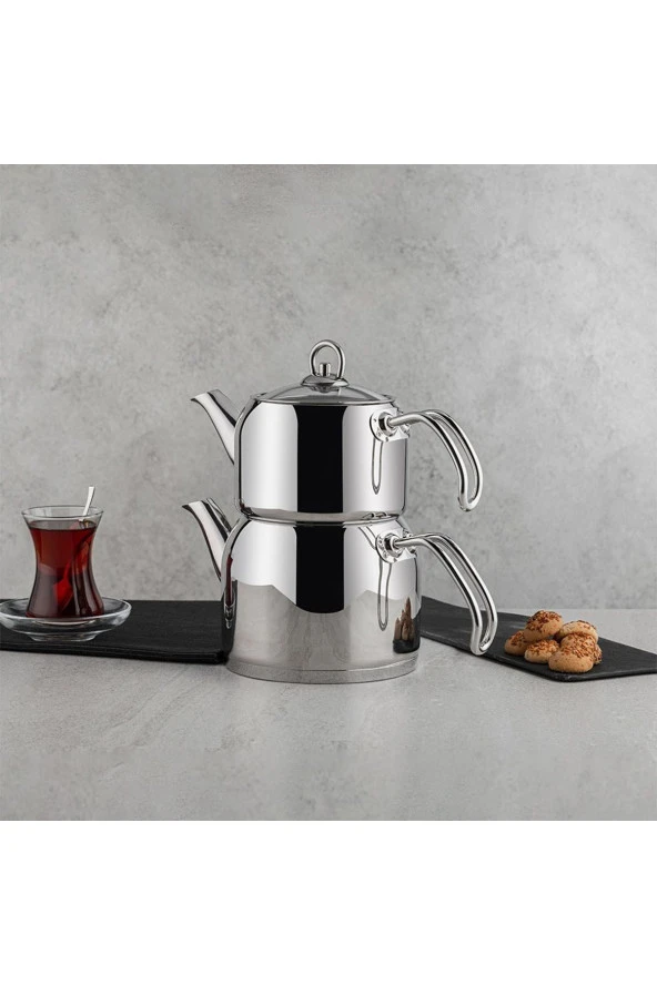 Nehir Çelik Çaydanlık Takımı Seti Modern mini