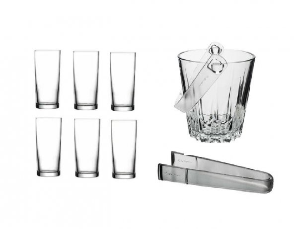 Paşabahçe rakı bardak ve 8 prç. rakı bardağı ve buz kovası seti