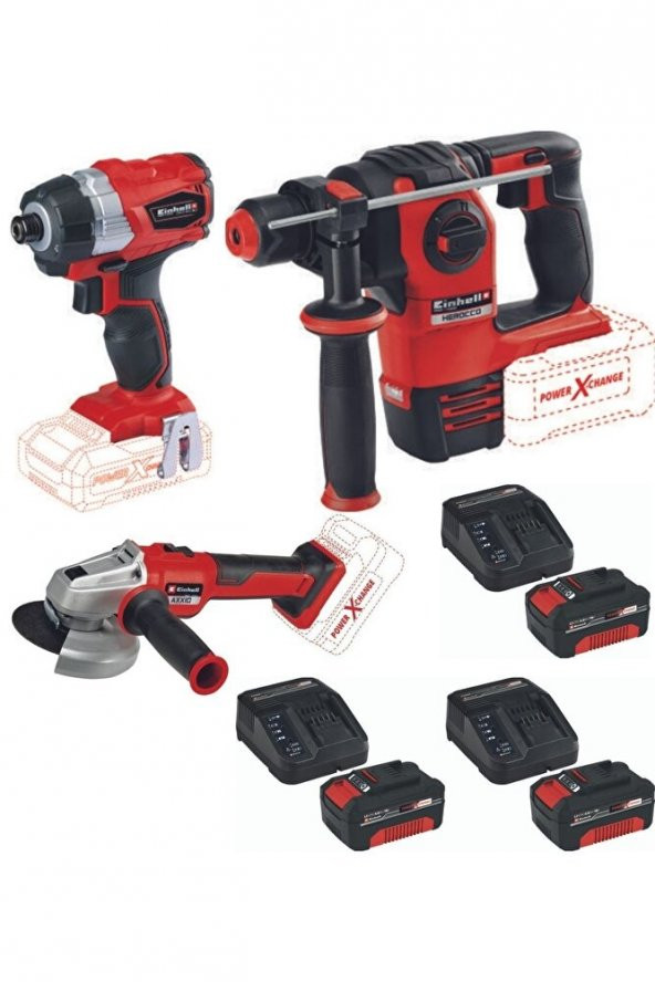 Einhell Te-cı 18 Bl Axxio 18/115 Avuç Taşlama Herocco 18v Kırıcı Delici 3x4.0ah Akülü Kömürsüz Set