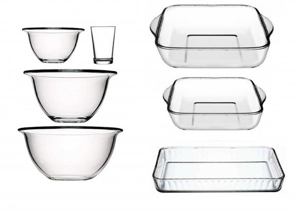 Paşabahçe arda türkmen hazırlık kasesi - borcam tepsi seti 7 parça