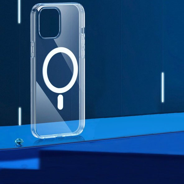 iPhone 11 Pro Max Kılıf Magsafe Özellikli Şeffaf Silikon Kapak - 7