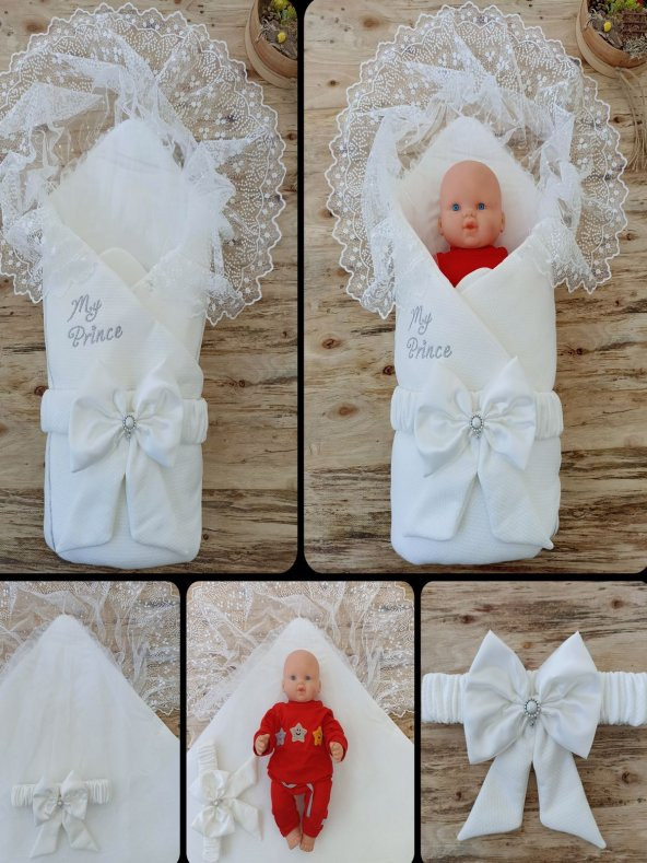 Dnzc Sahra My Prince Nakışlı Lüks Kundak Bebek Battaniyesi