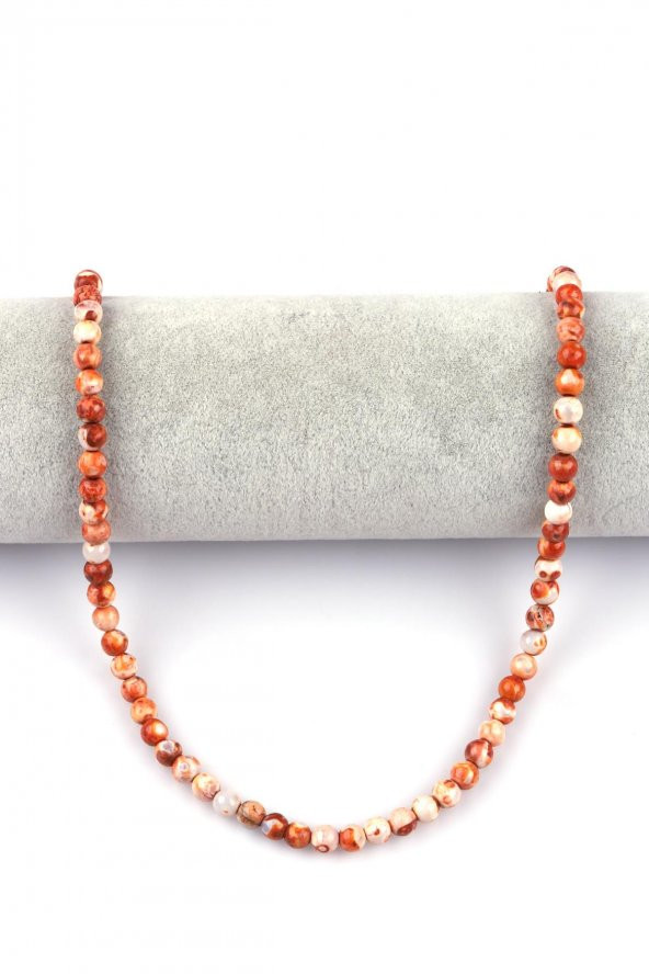 Turuncu Crazy Akik Doğal Taş Dizi Küre Kesim - Resim 2