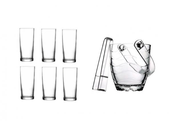 Paşabahçe rakı bardak ve 8 prç. rakı bardağı ve buz kovası seti