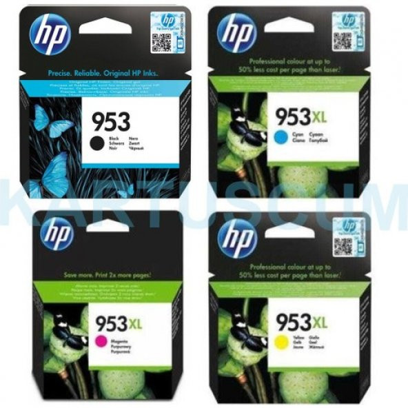 Hp 953 + 953XL Sarı Kırmızı Mavi Siyah Kartuş Seti - Officejet Pro 7720/7730/7740/8210 - Resim 3
