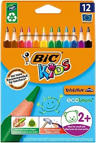 Bic Kids Evolution 12'li Üçgen Jumbo Kuru Boya Kalemi / 8297356