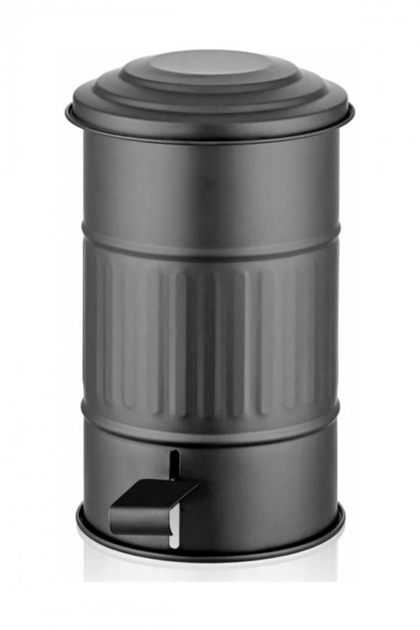 The mia basmalı metal pedallı beyaz çöp kovası çelik kapaklı 5 lt.siyah ürün görseli