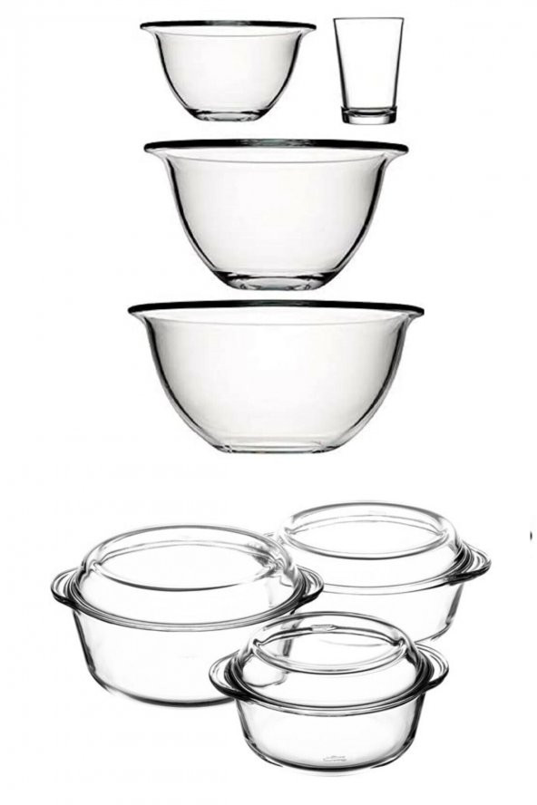 Paşabahçe arda türkmen hazırlık kasesi - borcam yuvarlak tencere seti