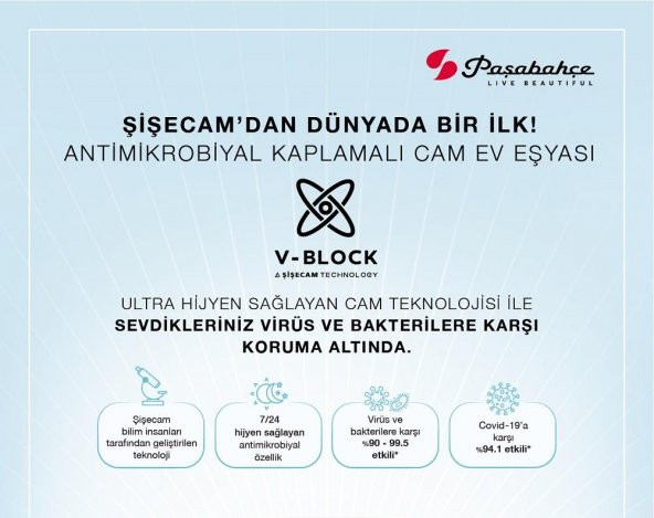 Paşabahçe allegra v-block ayaklı kadeh - ayaklı bardak 6 lı 490cc. anti bakteriyel - Resim 2