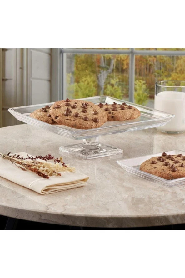 Paşabahçe madlen ayaklı ve servis tabağı- sunum tabağı seti takımı 7 parça ürün görseli 1