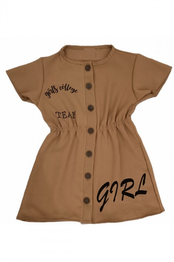 Kız Çocuk Girl Yazı Desenli Aerobin Elbise