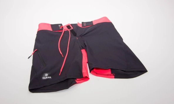 Erkek Kısa Deniz Şortu Boardshort Filesiz Sörf Meridyendukkan Siyah Turuncu Olaıan - 4