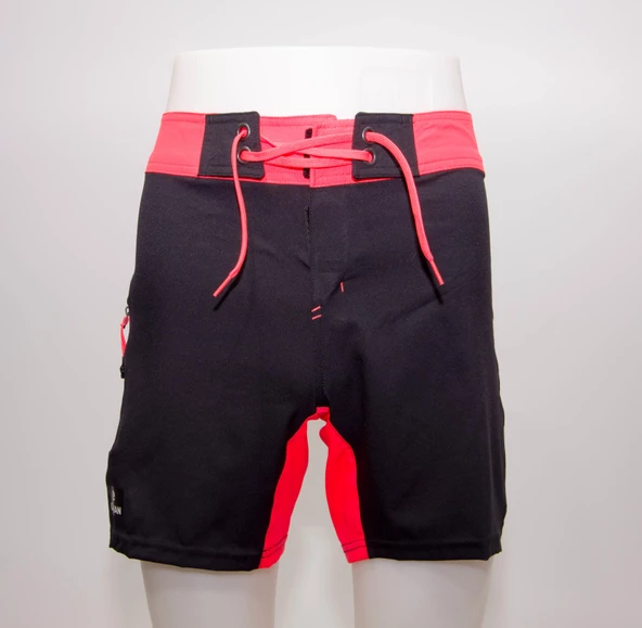 Erkek Kısa Deniz Şortu Boardshort Filesiz Sörf Meridyendukkan Siyah Turuncu Olaıan - 2