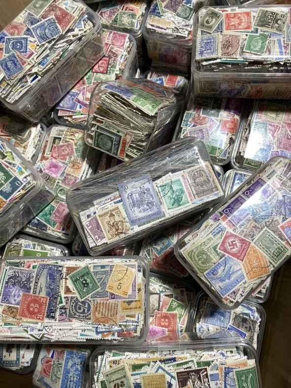 Damgalı Dünya Pulu Lotu 200 Adet - Yabancı Posta Pulu - Resim 4