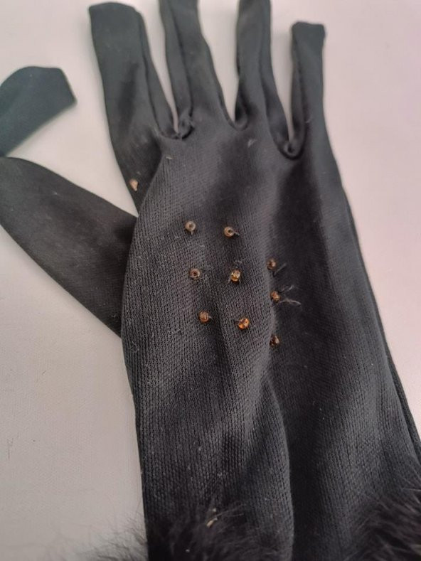 Saten Tüylü Kadın Eldiven Siyah - 5