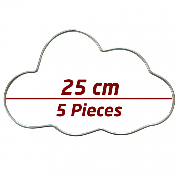 Metal Bulut Makrome Kalıbı Makrome Yapımı İçin Metal Kasnak 5 Adet 25 cm - 2