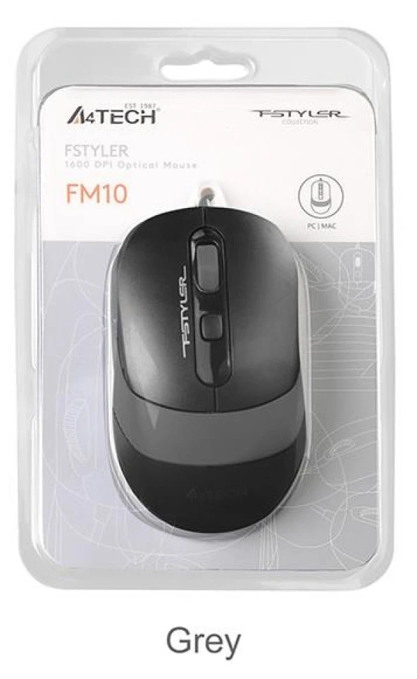 A4 Tech Usb Fstyler Gri Optik 1600 Dpi Kablolu Mouse - Resim 6