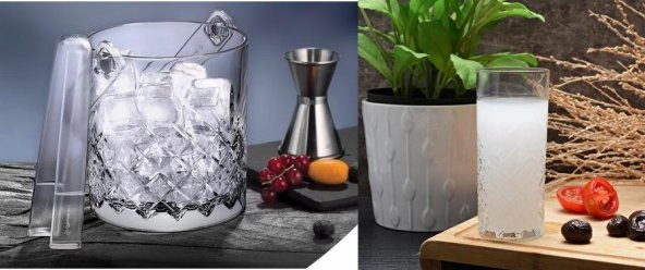 Paşabahçe timeless rakı bardak - buz kovalı rakı bardağı seti 6 prç.