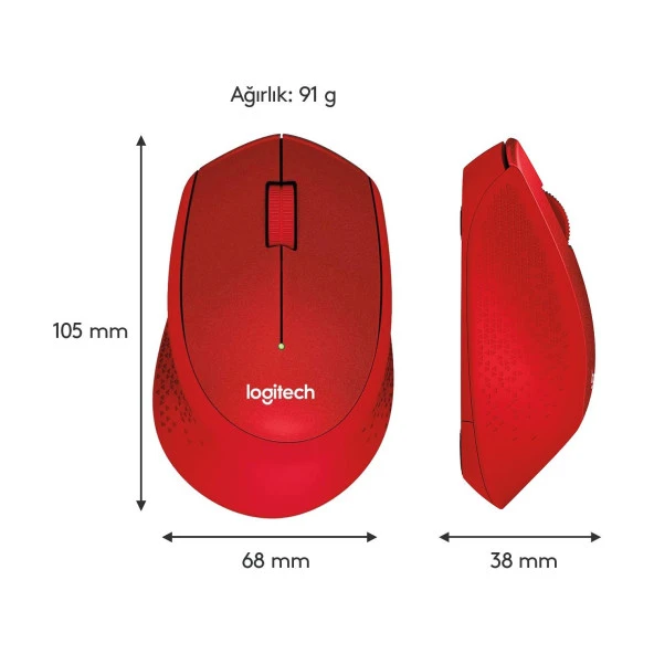 Logitech Silent Sessiz Plus Kablosuz Kırmızı Mouse - Resim 8