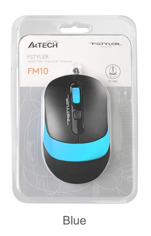 A4 Tech Usb Fstyler Mavi Optik 1600 Dpi Kablolu Mouse - 3
